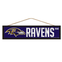 Baltimore Ravens Wood Sign-with Rope 4" x 17"