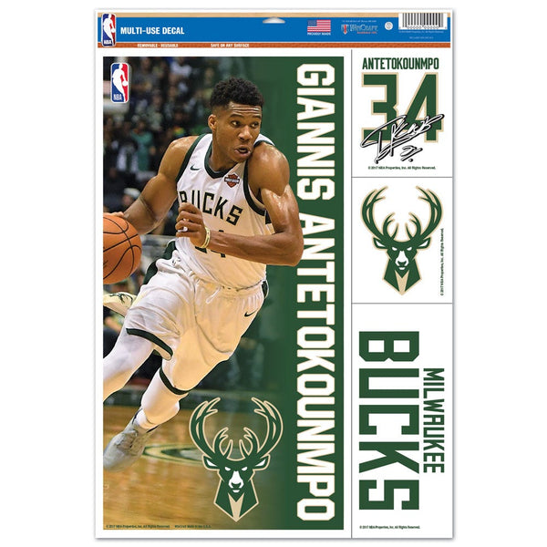 Milwaukee Bucks Multi Use Decal 11" x 17" Giannis Antetokounmpo