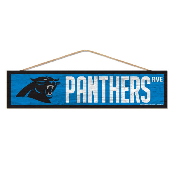 Carolina Panthers Wood Sign-with Rope 4" x 17"