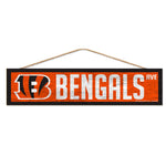 Cincinnati Bengals Wood Sign-with Rope 4" x 17"
