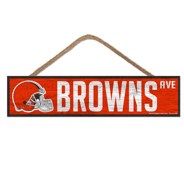 Cleveland Browns Wood Sign-with Rope 4" x 17"