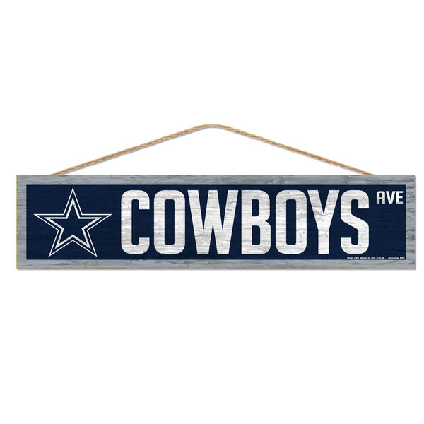 Dallas Cowboys Wood Sign-with Rope 4" x 17"