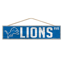 Detroit Lions Wood Sign-with Rope 4" x 17"