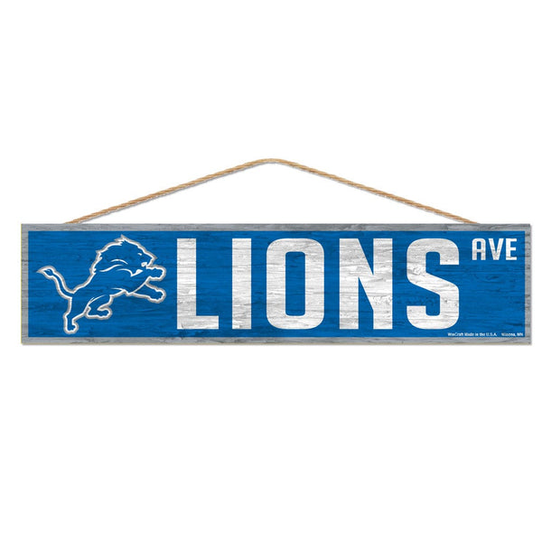 Detroit Lions Wood Sign-with Rope 4" x 17"