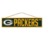 Green Bay Packers Wood Sign-with Rope 4" x 17"