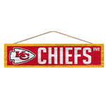 Kansas City Chiefs Wood Sign-with Rope 4" x 17"