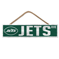 New York Jets Wood Sign-with Rope 4" x 17"