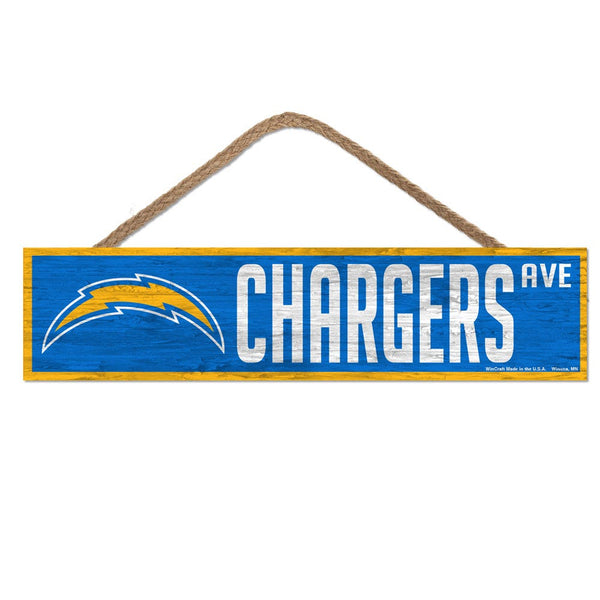 Los Angeles Chargers Wood Sign-with Rope 4" x 17"