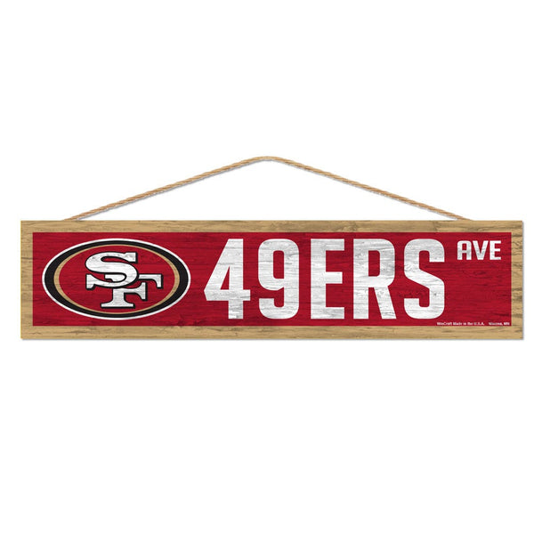 San Francisco 49ers Wood Sign-with Rope 4" x 17"