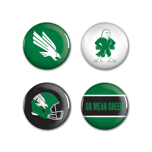 Wholesale-North Texas Mean Green Button 4 Pack 1 1/4" Rnd