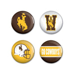 Wholesale-Wyoming Cowboys Button 4 Pack 1 1/4" Rnd