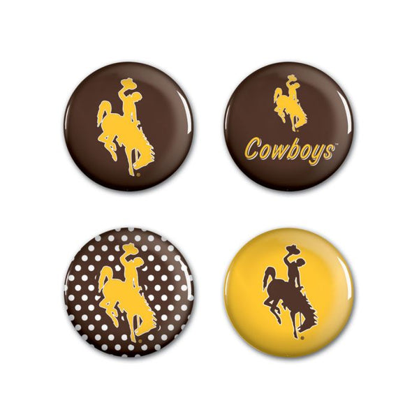 Wholesale-Wyoming Cowboys Button 4 Pack 1 1/4" Rnd