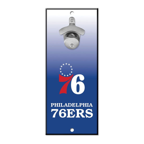 Philadelphia 76ers Ombre Bottle Opener Sign 5x11