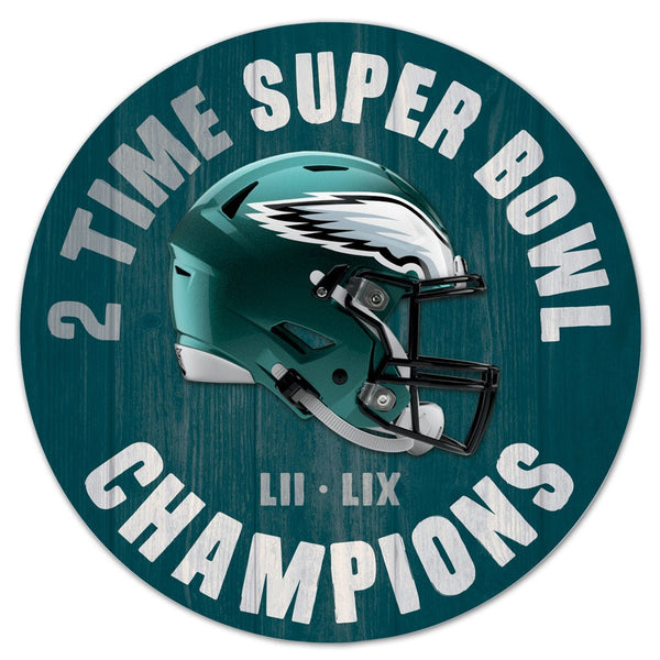 Super Bowl Champions Philadelphia Eagles Wood Sign 14" RND