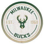 Milwaukee Bucks Wood Sign 14" Rnd