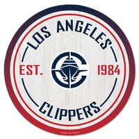 Los Angeles Clippers Wood Sign 14" Rnd