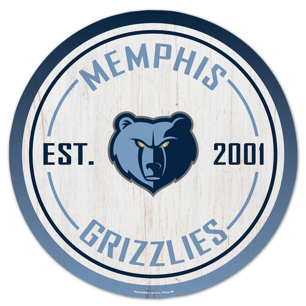 Memphis Grizzlies Wood Sign 14" Rnd