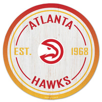 Atlanta Hawks Wood Sign 14" Rnd