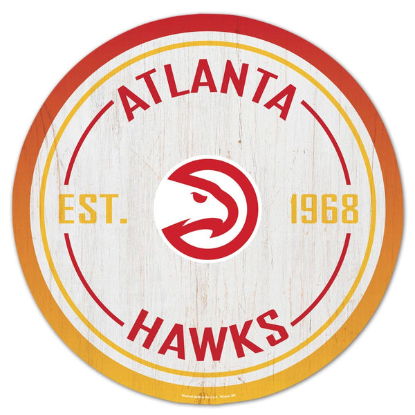 Atlanta Hawks Wood Sign 14" Rnd