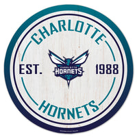 Charlotte Hornets Wood Sign 14" Rnd