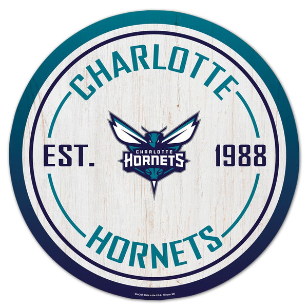 Charlotte Hornets Wood Sign 14" Rnd