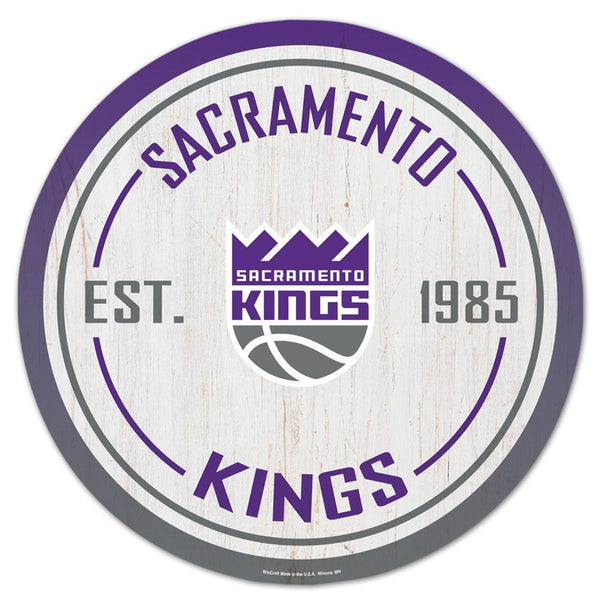Sacramento Kings Wood Sign 14" Rnd