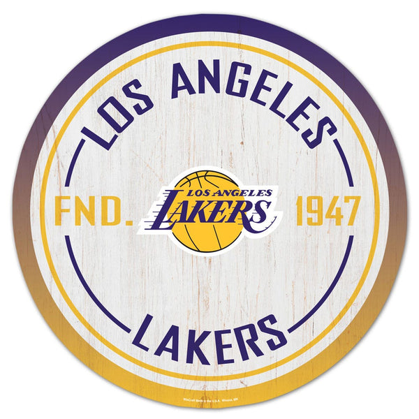 Los Angeles Lakers Wood Sign 14" Rnd
