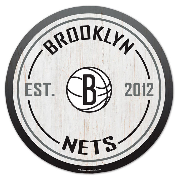 Brooklyn Nets Wood Sign 14" Rnd