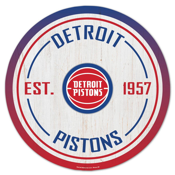 Detroit Pistons Wood Sign 14" Rnd