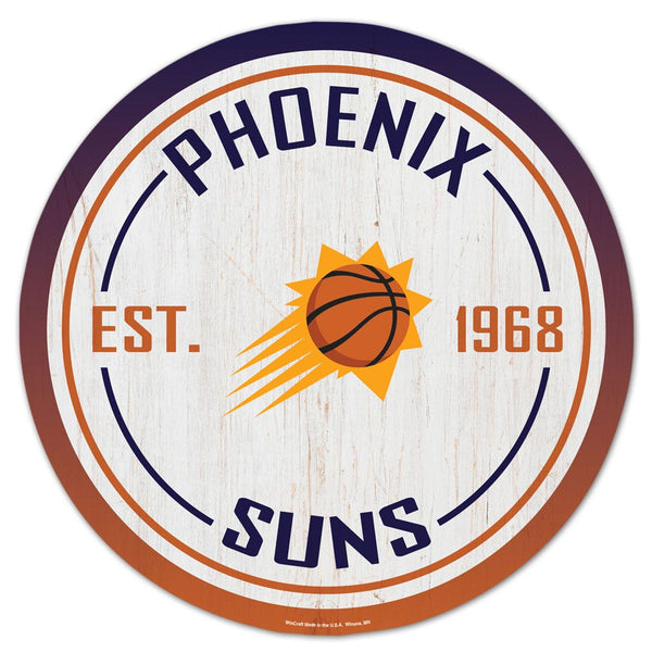 Phoenix Suns Wood Sign 14" Rnd