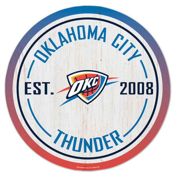 Oklahoma City Thunder Wood Sign 14" Rnd