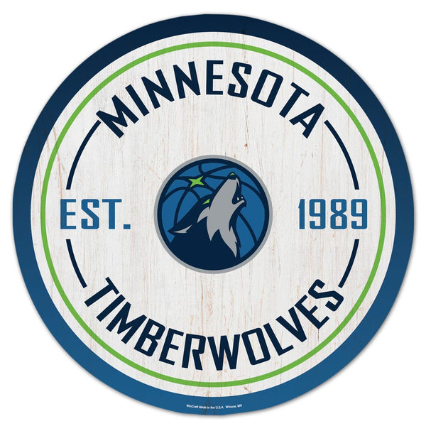 Minnesota Timberwolves Wood Sign 14" Rnd