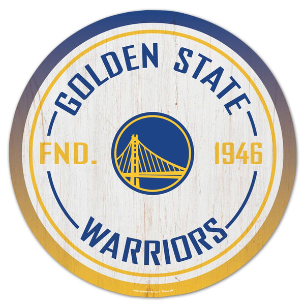 Golden State Warriors Wood Sign 14" Rnd