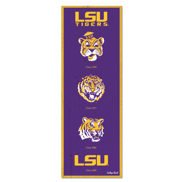 LSU Tigers /College Vault Wood Sign 6" x 17"