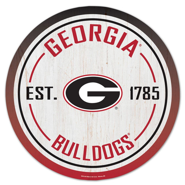 Georgia Bulldogs Wood Sign 14" Rnd