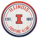 Illinois Fighting Illini Wood Sign 14" Rnd