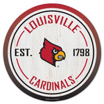 Louisville Cardinals Wood Sign 14" Rnd