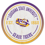 LSU Tigers Wood Sign 14" Rnd
