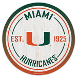 Miami Hurricanes Wood Sign 14" Rnd