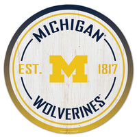 Michigan Wolverines Wood Sign 14" Rnd