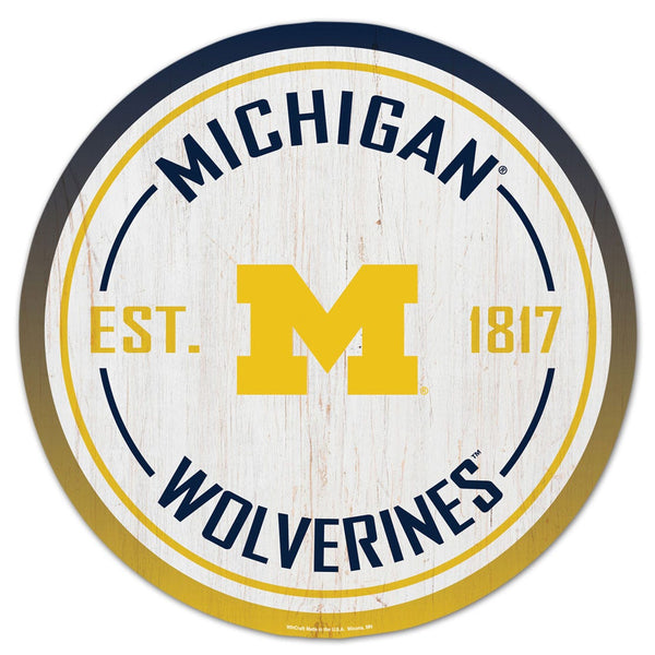 Michigan Wolverines Wood Sign 14" Rnd