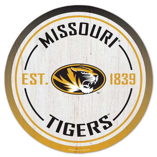 Missouri Tigers Wood Sign 14" Rnd