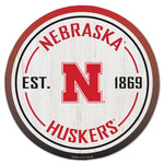 Nebraska Cornhuskers Wood Sign 14" Rnd