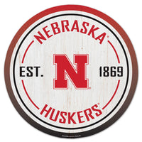 Nebraska Cornhuskers Wood Sign 14" Rnd