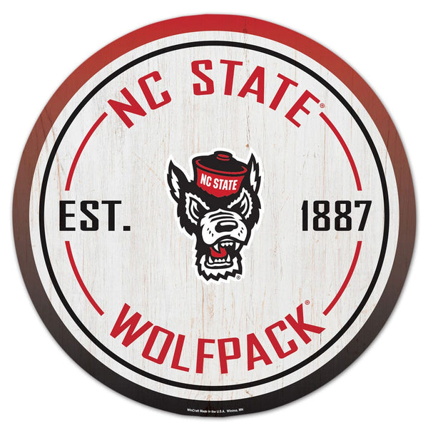 NC State Wolfpack Wood Sign 14" Rnd