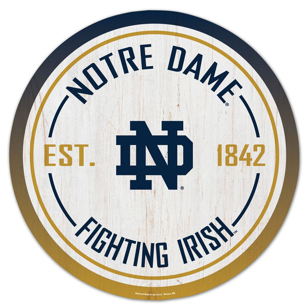 Notre Dame Fighting Irish Wood Sign 14" Rnd