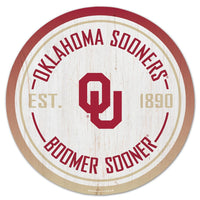 Oklahoma Sooners Wood Sign 14" Rnd