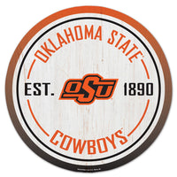 Oklahoma State Cowboys Wood Sign 14" Rnd