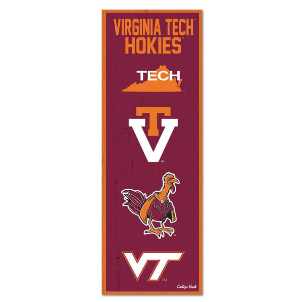 Virginia Tech Hokies /College Vault EVOLUTION Wood Sign 6" x 17"