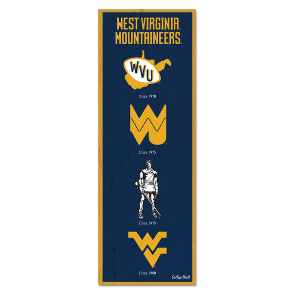 West Virginia Mountaineers /College Vault EVOLUTION Wood Sign 6" x 17"